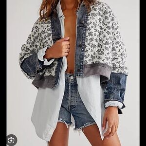 Free People Blue and Gray Jean Jacket